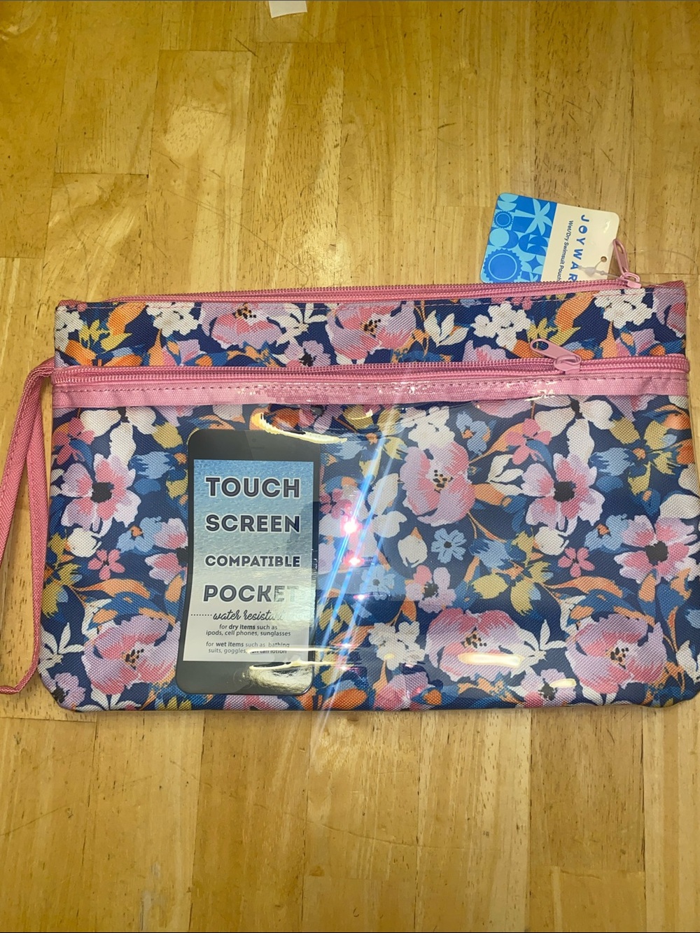 Wet dry Swimsuit pouch w front touch screen pocket for phone NWT 12.5x8 Summer